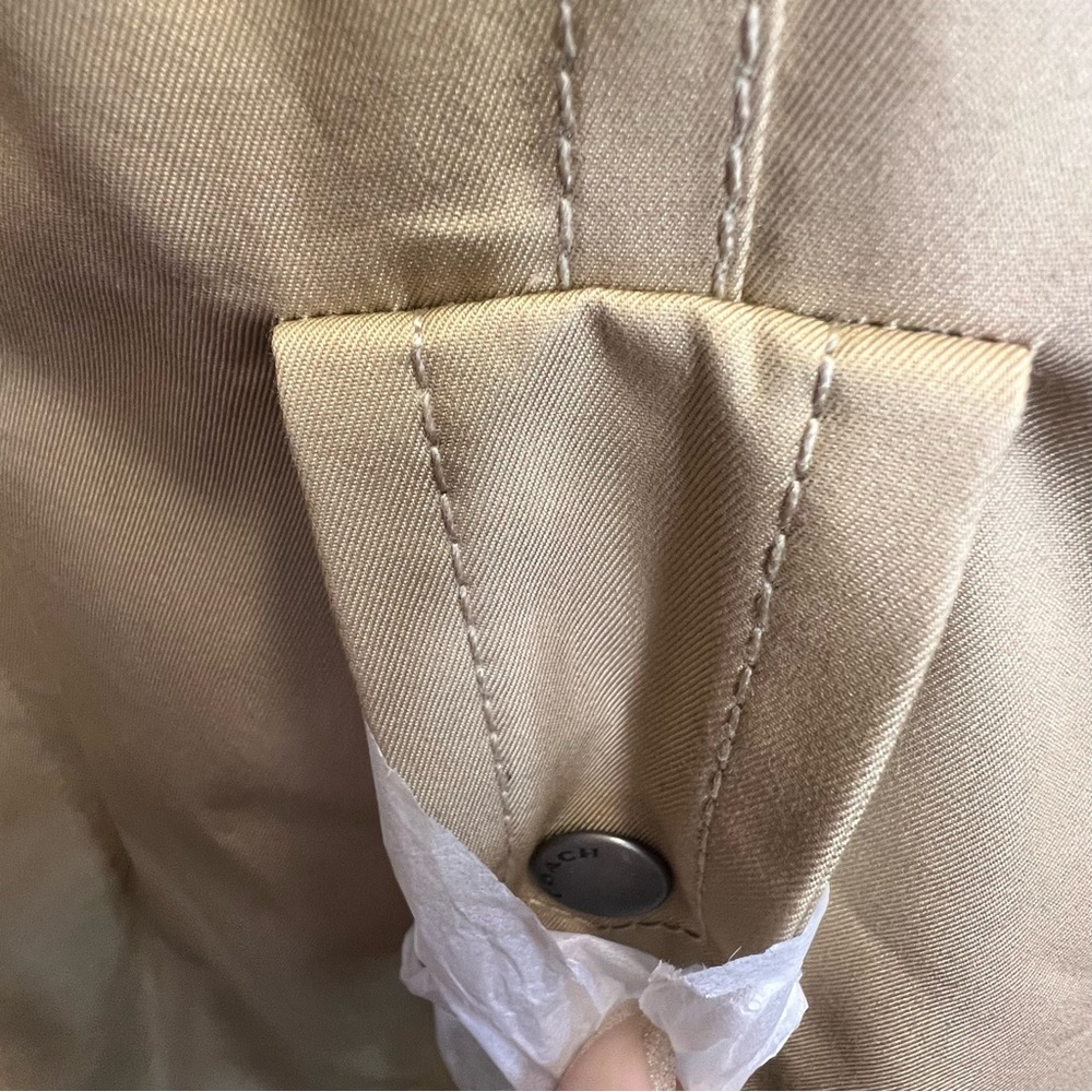 NWT Coach Core Trench Coat Men's XL Khaki CF804 Leather Trim Water Resistant - Picture 11 of 11